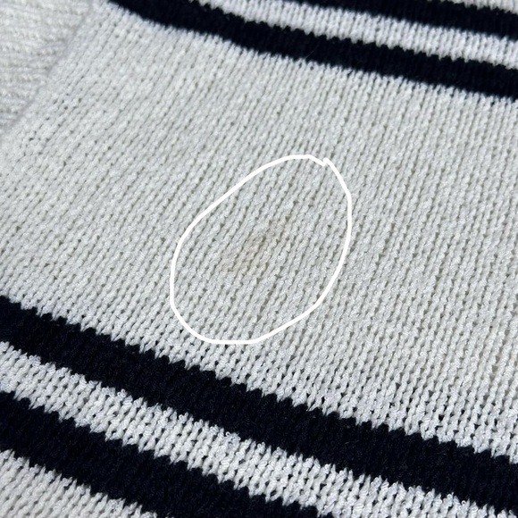 Carly Jean Los Angeles V-Neck Sweater White with Black Stripes - Picture 6 of 6